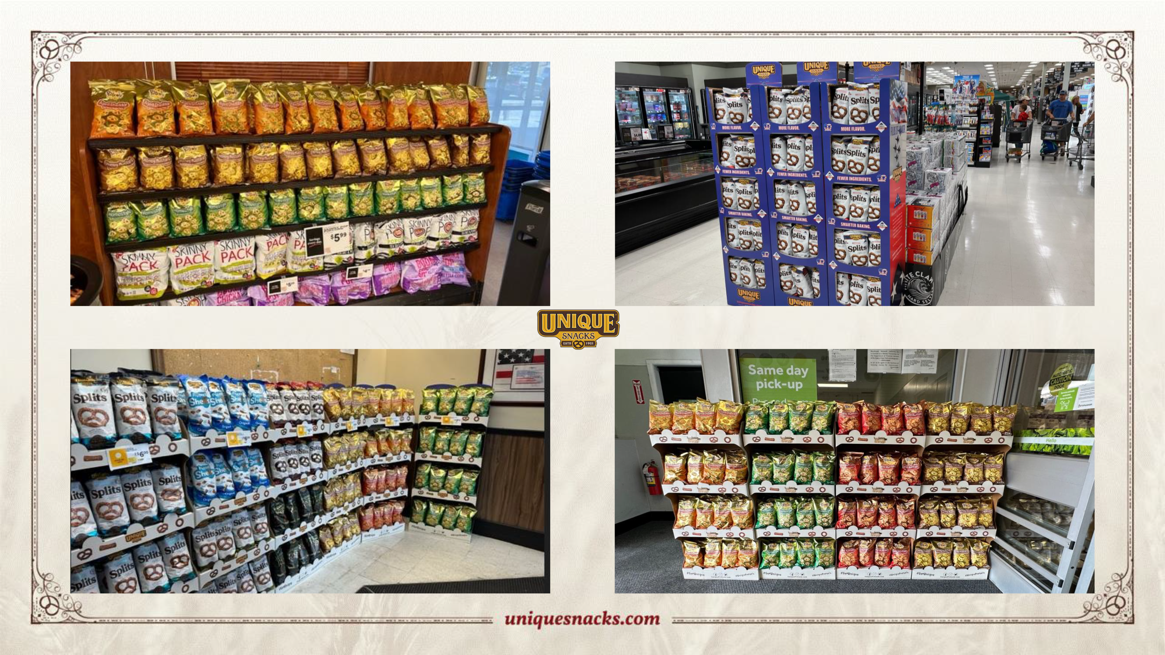 Unique Snacks store promotional display